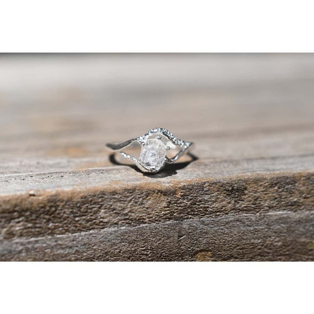 Rough Alternative Diamond Ring, Raw Stone Engagement Ring, Gift for wife